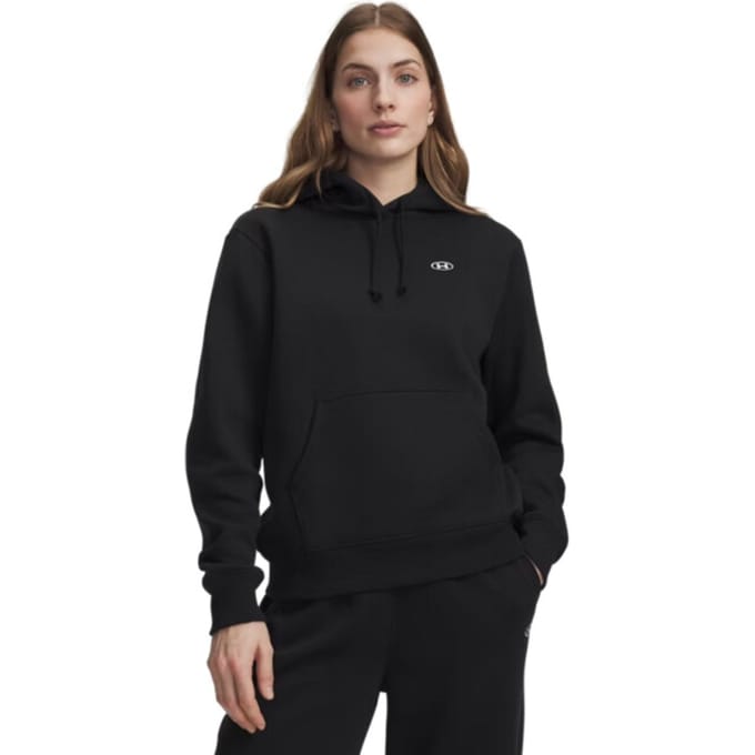 Under Armour Rival Flc Hoodie-BLK Dames Sporttrui - Ultimate Zwart - Wit