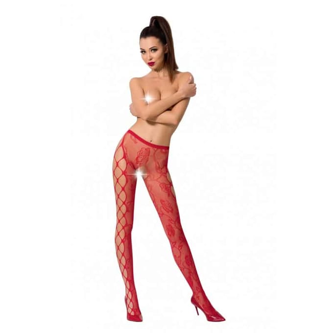 Passion Rode jarretel catsuit - strikjes motief