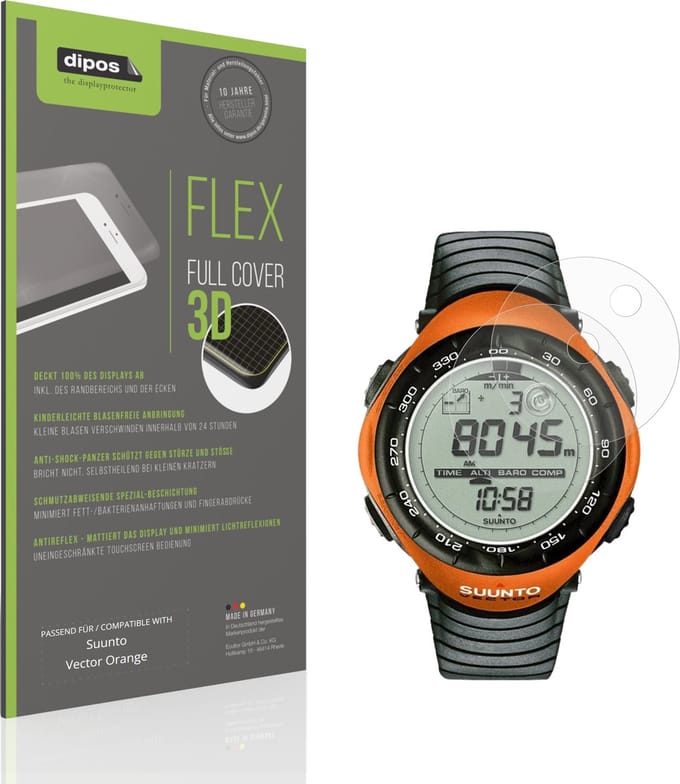 dipos FLEX – 2x Matte Screenprotector geschikt voor Suunto Vector Orange | Volledige Schermbescherming | Case-Friendly