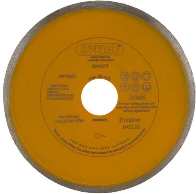 Diamantzaagblad - Harde Tegels & Graniet PRO – 125mm, asgat 22,23mm Slijpschijf - SPERO