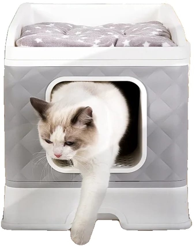 Kattenbak, Eenvoudig Schoonmaken, Gesloten Ontwerp, GRIJS