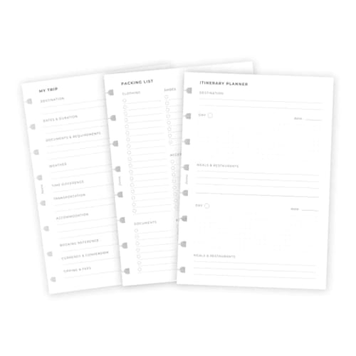 Filofax notitieboek interieur, formaat a5, uitvoering reisplanner a 56 vel