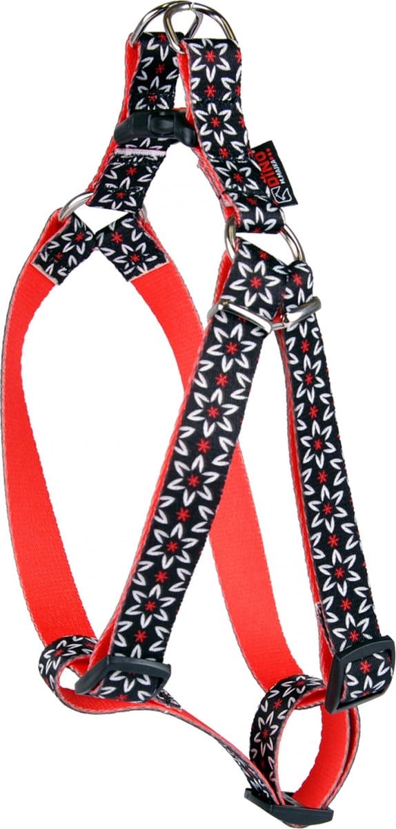 Zwarte verstelbare bretels met bloemenpatroon 20mm/40-60cm DINO