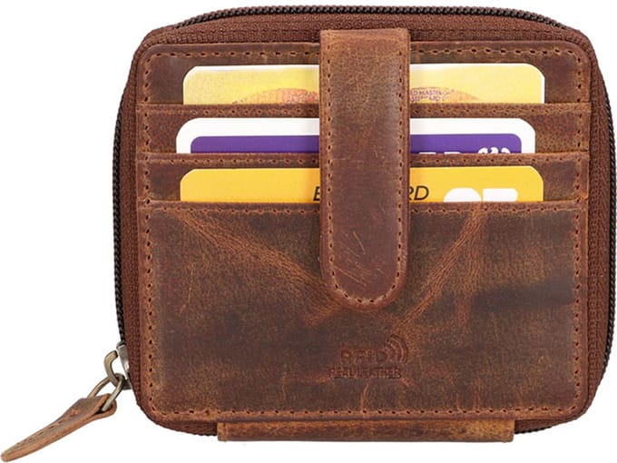 Leather Design RFID Portemonnee/Pasjeshouder Hunter Leer Bruin