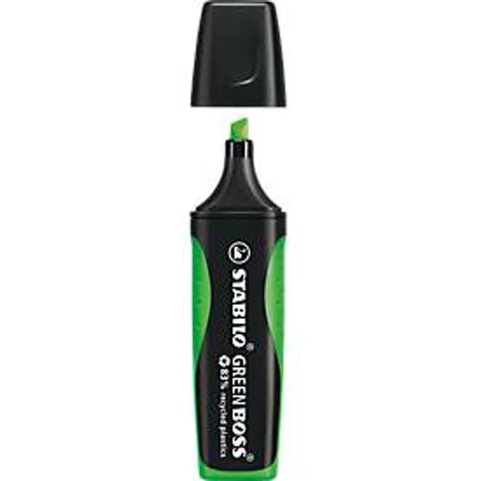 STABILO GREEN BOSS - Markeerstift - Gemaakt Van 83% Gerecycled Plastic - Groen - Doos 10 Stuks