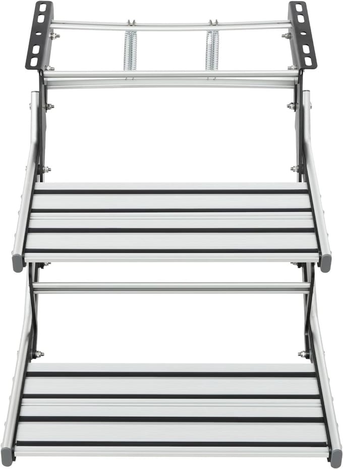 Campertreden Dubbel - Caravan Instap - Veilig Instappen - Antislip Rubber - 55 cm Lengte - Zilver Zwart