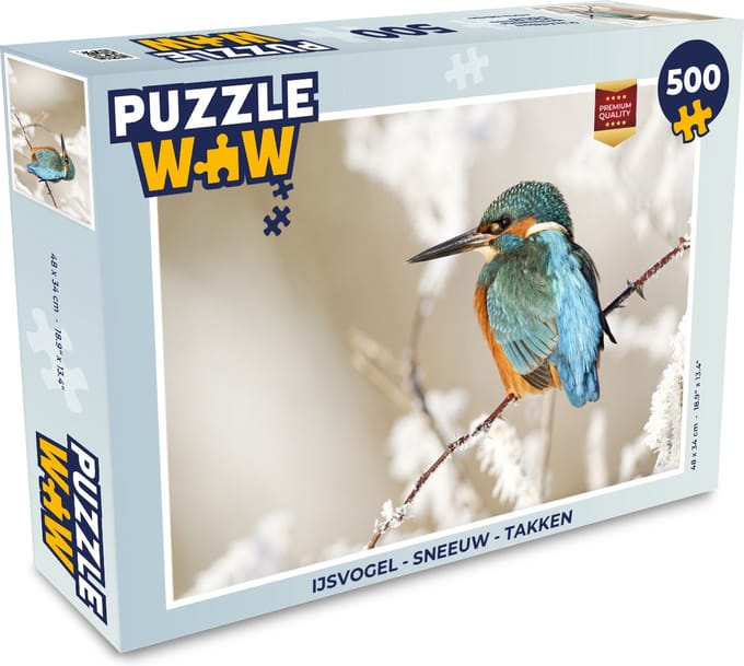 Puzzel IJsvogel - Sneeuw - Takken - Legpuzzel - Puzzel 500 stukjes