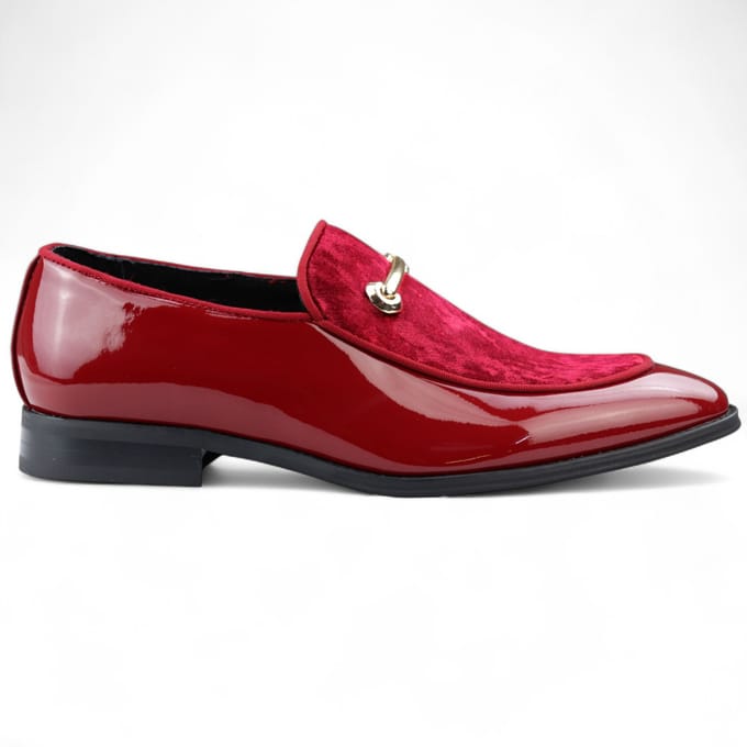 Heren nette rode loafers met leren voering en fluwelen instappers