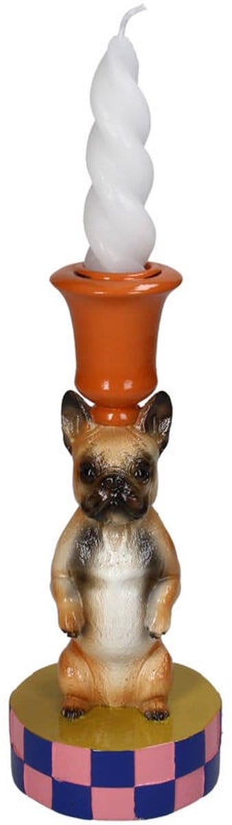 Kandelaar Hond Polyresin Multi 8x8x19cm