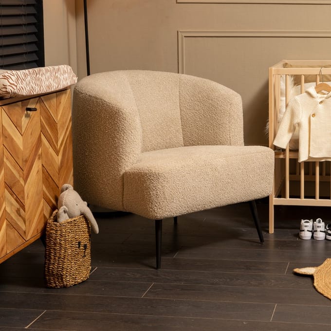 Bronx71® Stoel babykamer bouclé Nora taupe