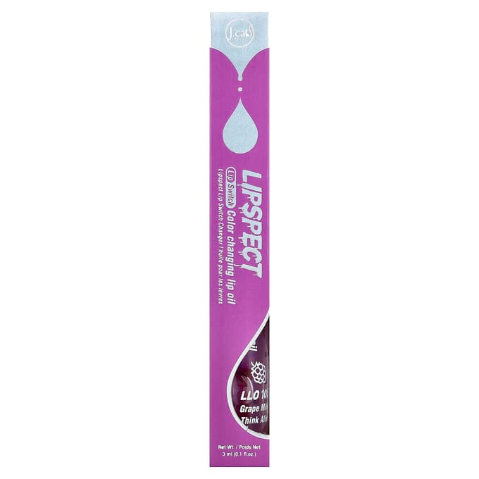 J.Cat Beauty, Lipspect Lip Sensor, Kleurveranderende Lipolie, LLO 105 Grape Mind Sync Alive, 3ml (0,1 fl oz) white