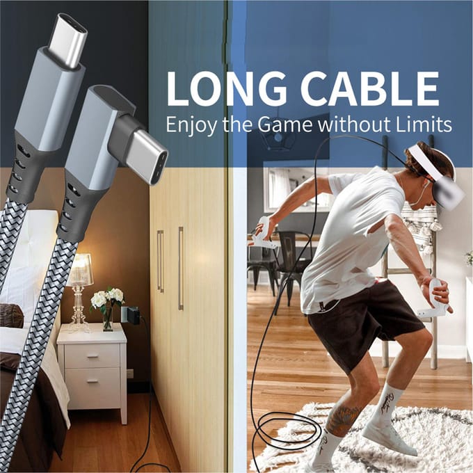 VR Link-kabel Hogesnelheidsgegevensoverdrachtskabel Geschikt voor Virtual Reality Headset Gaming-verbinding 500cm gray