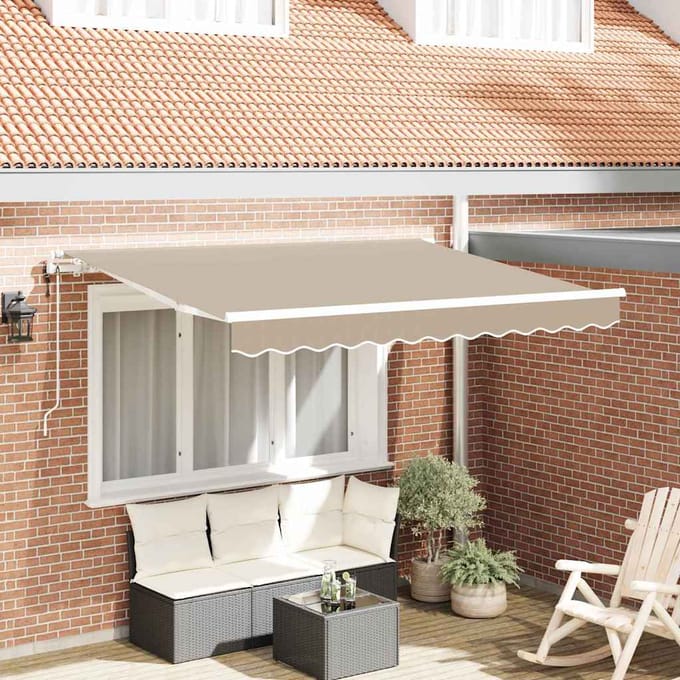 vidaXL - Uitschuifbare - luifel - Beige - 350 - x - 200 - cm - Stof