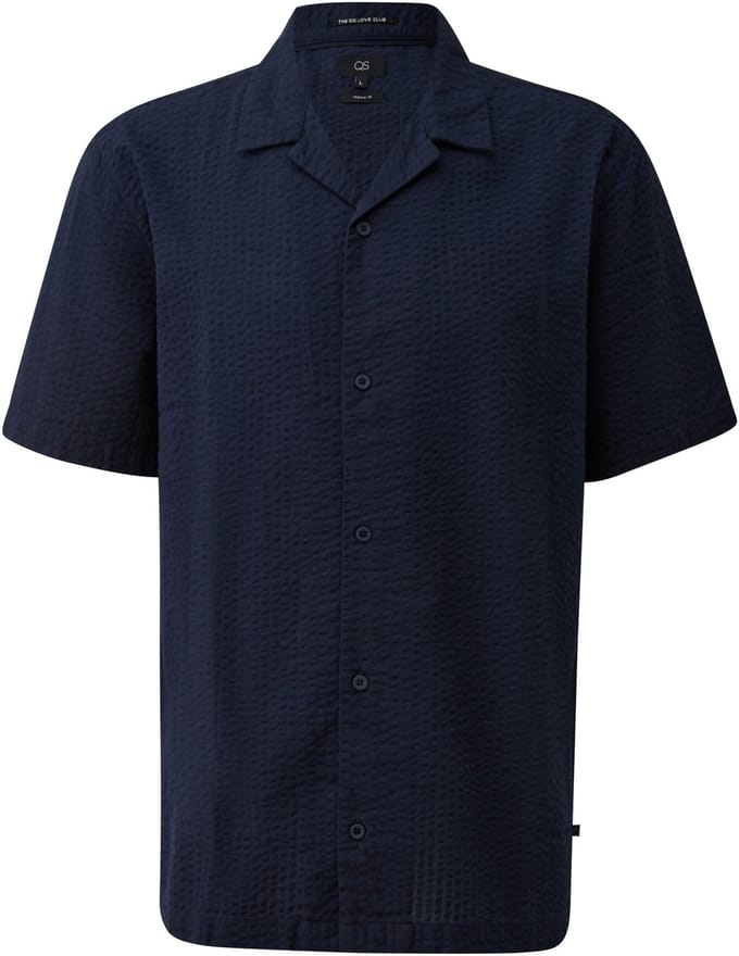 Seersucker Coton Overhemd met Revers QS