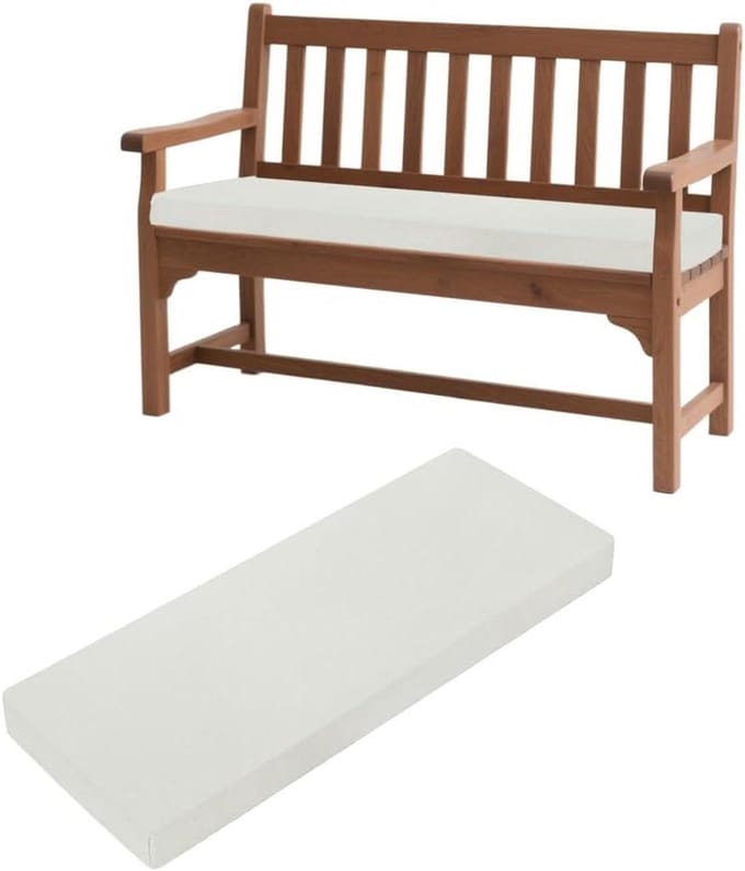 Bankkussen - Zitkussen Buiten - Comfortabel Zitten - Antislip Basis - 170 x 30 cm - Wit