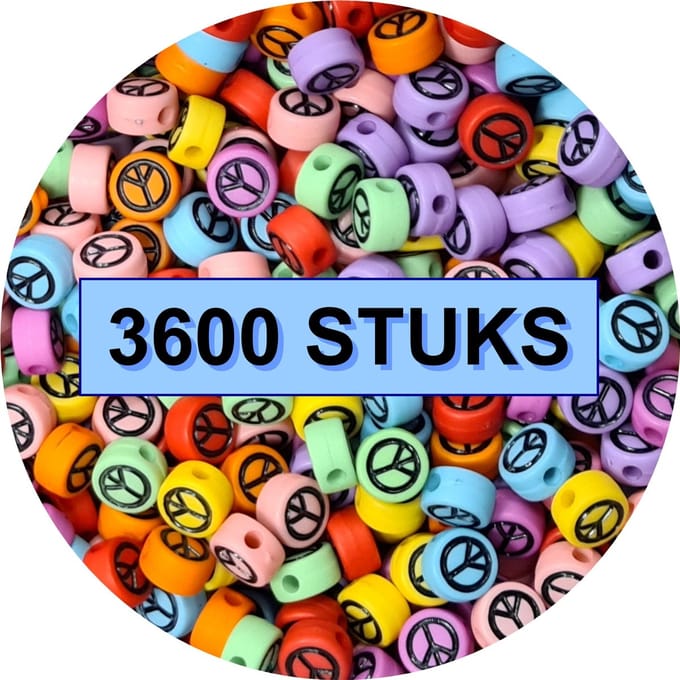Fako Bijoux® - Peace Kralen Bulk - Acryl - 7mm - Sieraden Maken - 3600 Stuks - Mix
