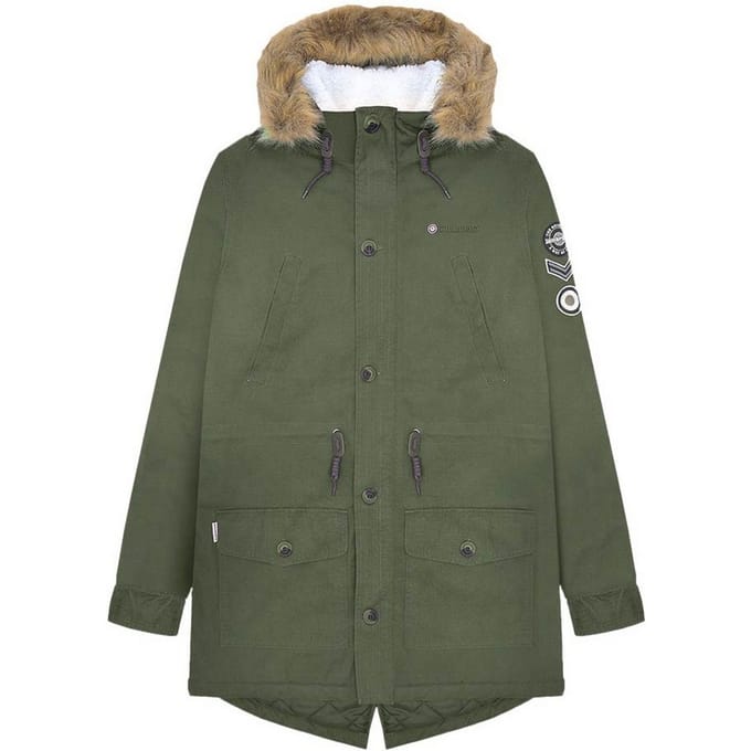 Lambretta Heren Sherpa gevoerde Parka (Kaki Groen)