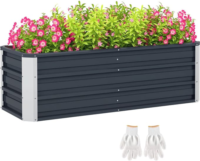 Outsunny - Plantenbak - met Handschoenen - Houtskoolgrijs - 845-643