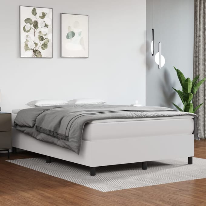 vidaXL - Boxspring - bed - kunstleer - wit - 140x190 - cm