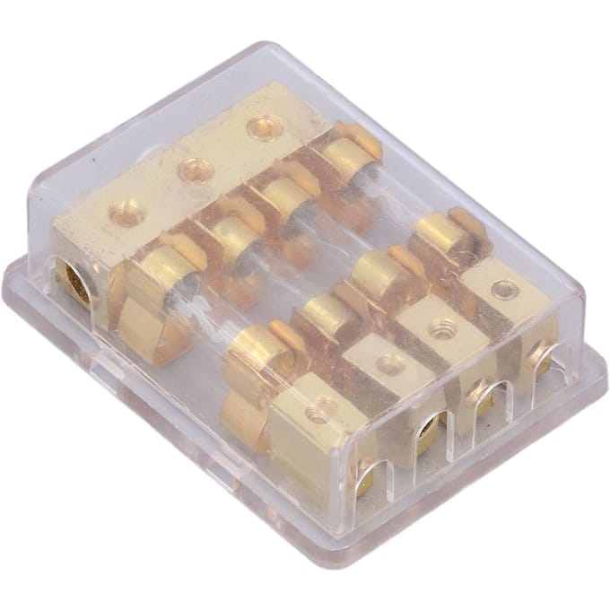 Stroomverdeelblok Auto Audio Splitter 1 In 4 Uit Massaverdeler Zekeringhouder 60A beige