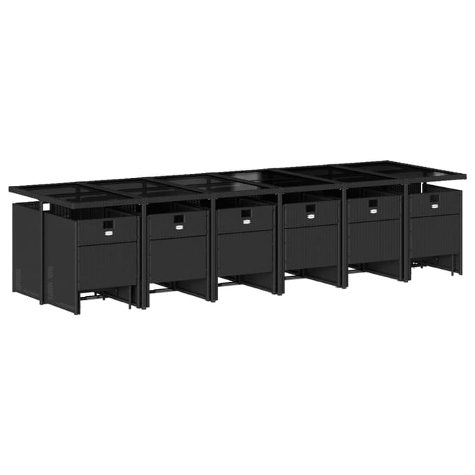 vidaXL - 17-delige - Tuinset - met - kussens - poly - rattan - zwart
