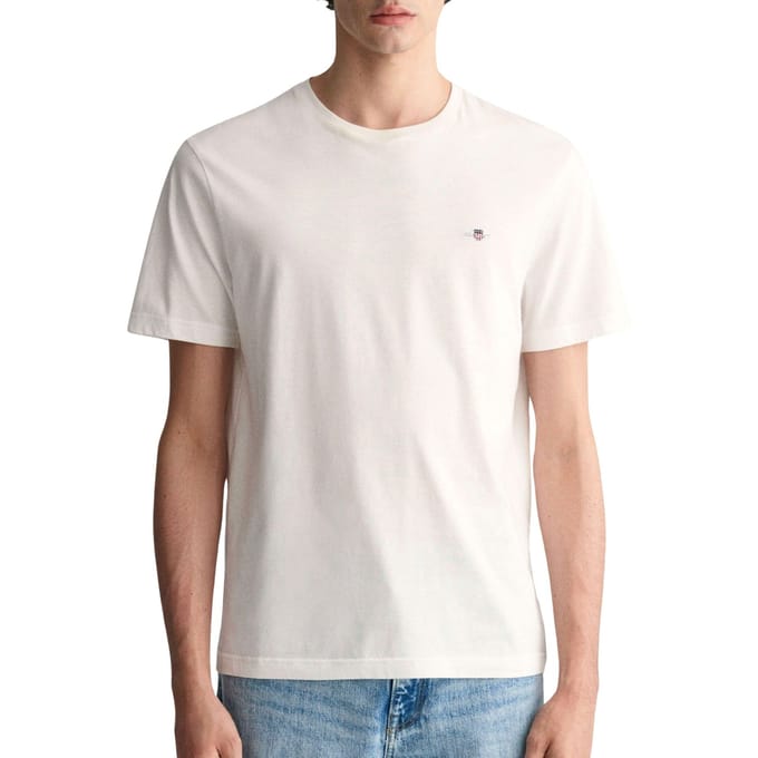 Gant T-shirt Shield Logo Wit - Maat M - Heren - Casual T-shirts