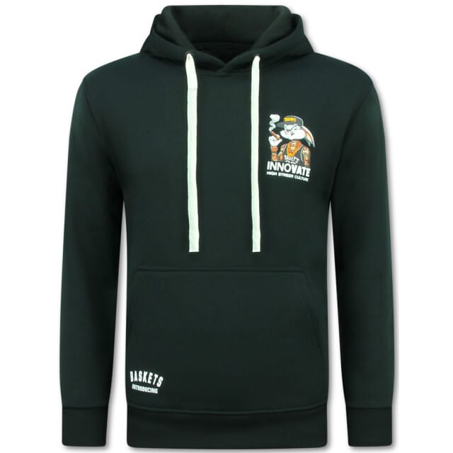 Oversized Hoodie Heren met Capuchon - Gangster Chicago - Dik Geweven - 5792 - Zwart