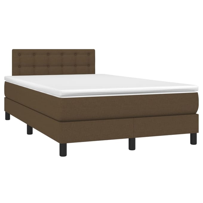 vidaXL - Boxspring - met - matras - en - LED - stof - donkerbruin - 120x200 - cm