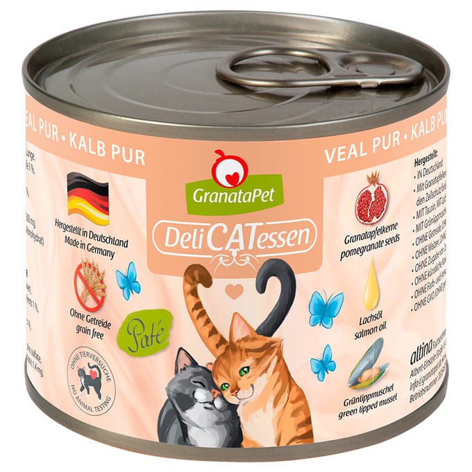 6x200g GranataPet DeliCatessen Kalf PUUR Kattenvoer