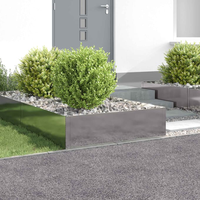 vidaXL - Gazonrand - 4 - st - 100 - x - 100 - x - 35 - cm - Staal - Zilverkleurig