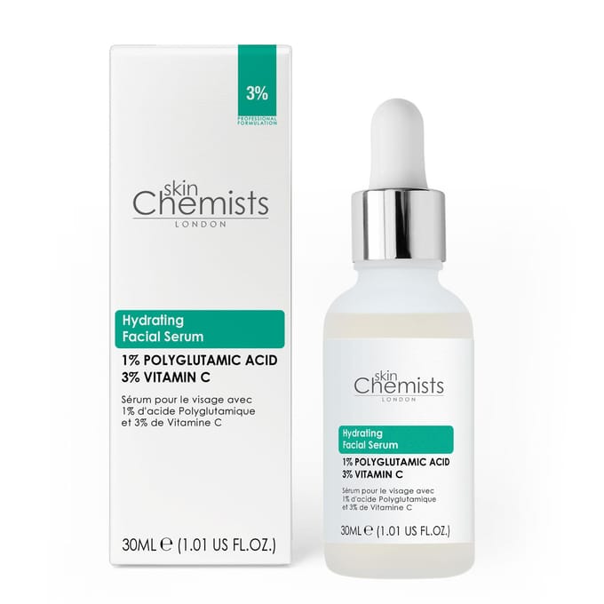 skinChemists Hydraterend gezichtsserum met 1% polyglutaminezuur en 3% vitamine C, 30 ml
