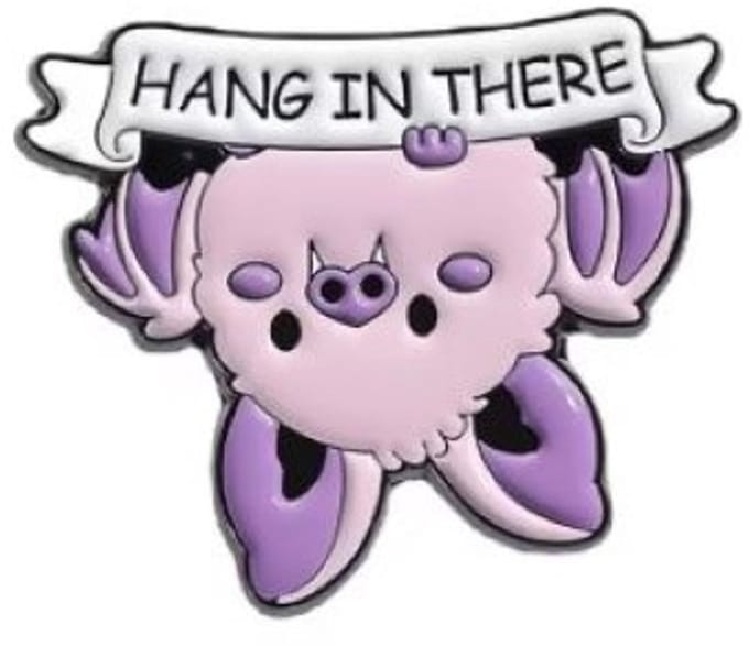 Pin Broche - enamel pin - kledingspeld - Hang in there vleermuis