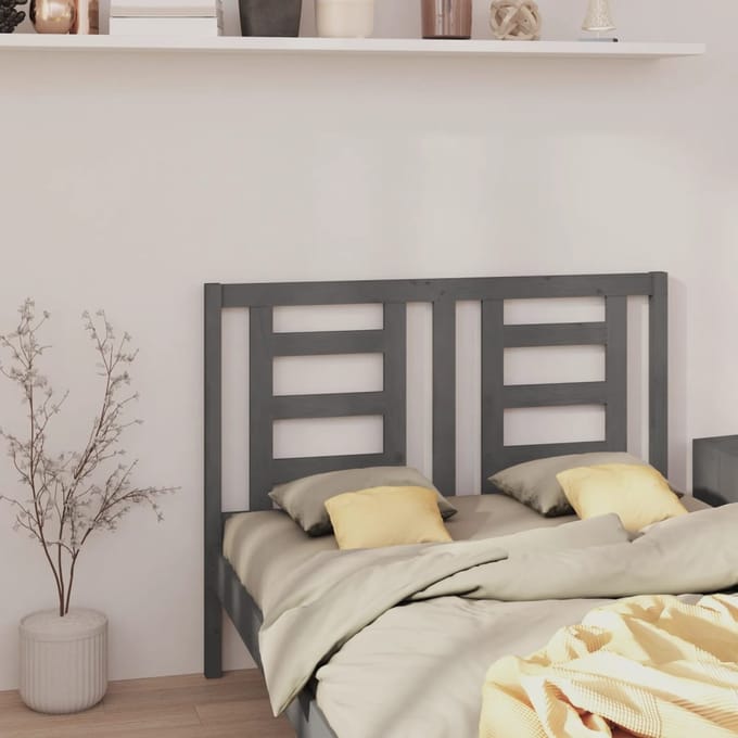 vidaXL - Hoofdbord - 126x4x100 - cm - massief - grenenhout - grijs
