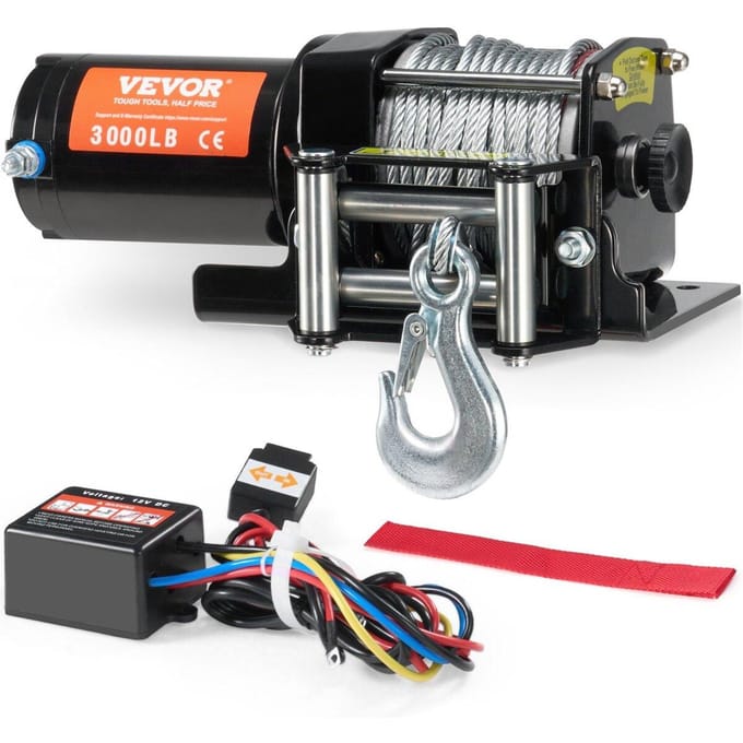Treuil Électrique ATV UTV 3000 lbs Câble en Acier IP55 Étanche Commande Filaire