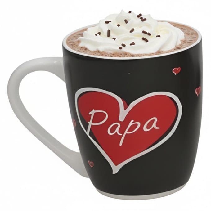 Gerimport Vaderdag cadeau mok - zwart - 360 ml - hartjes - liefde