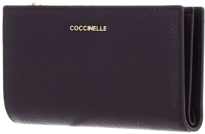 COCCINELLE Leren portemonnee Metallic Soft Wallet Prune donkerpaars