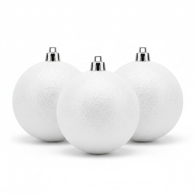 Cosy & Trendy Kerstballen - 6x stuks - wit - glitters - D8 cm - kunststof - kerstversiering