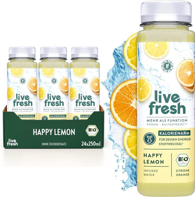 LiveFresh Happy Lemon – BIO Infused Water – 24x250ml