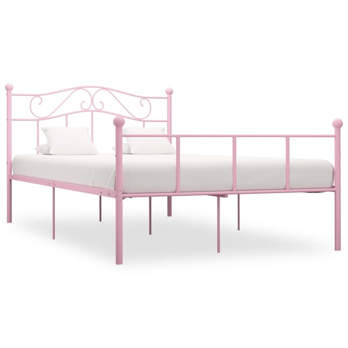 vidaXL - Bedframe - metaal - roze - 140x200 - cm