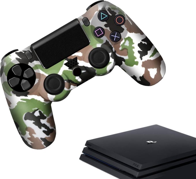 Gadgetpoint - Hoesjes & Skins voor PS4, PlayStation 4 - Performance Gaming Case - Soft Grip Covers - Anti-Slip Controller Accessoires - Camo - Wit/Bruin