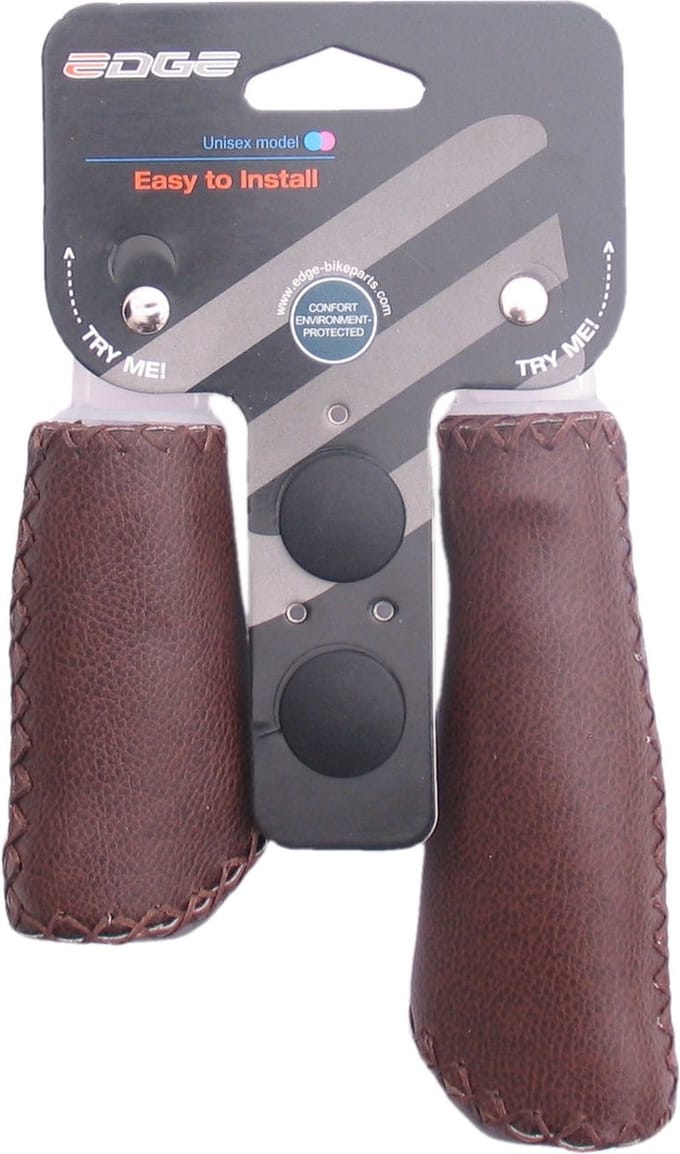 Handvatset Edge Leer - mat donkerbruin - 135/92mm
