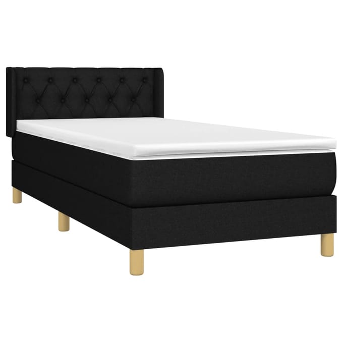 vidaXL - Boxspring - met - matras - stof - zwart - 80x200 - cm