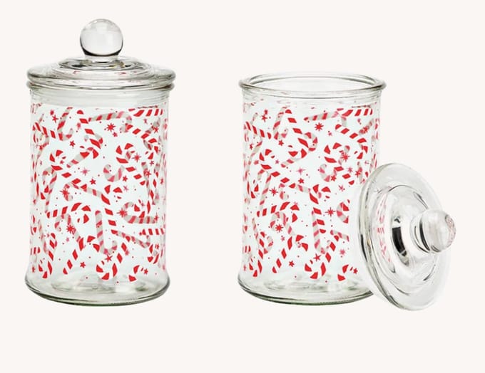 Voorraadpot zuurstokmotief van glas transparant, (B/H/D) 10x19x10cm 600ml