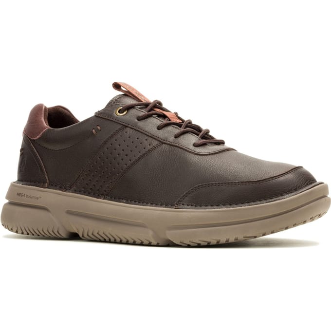 Hush Puppies Baylor Leren Heren Sneakers Bruin