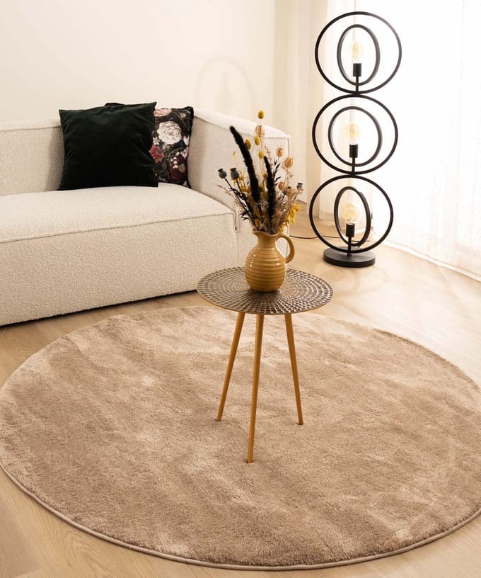 Velours vloerkleed rond - Flair beige 200