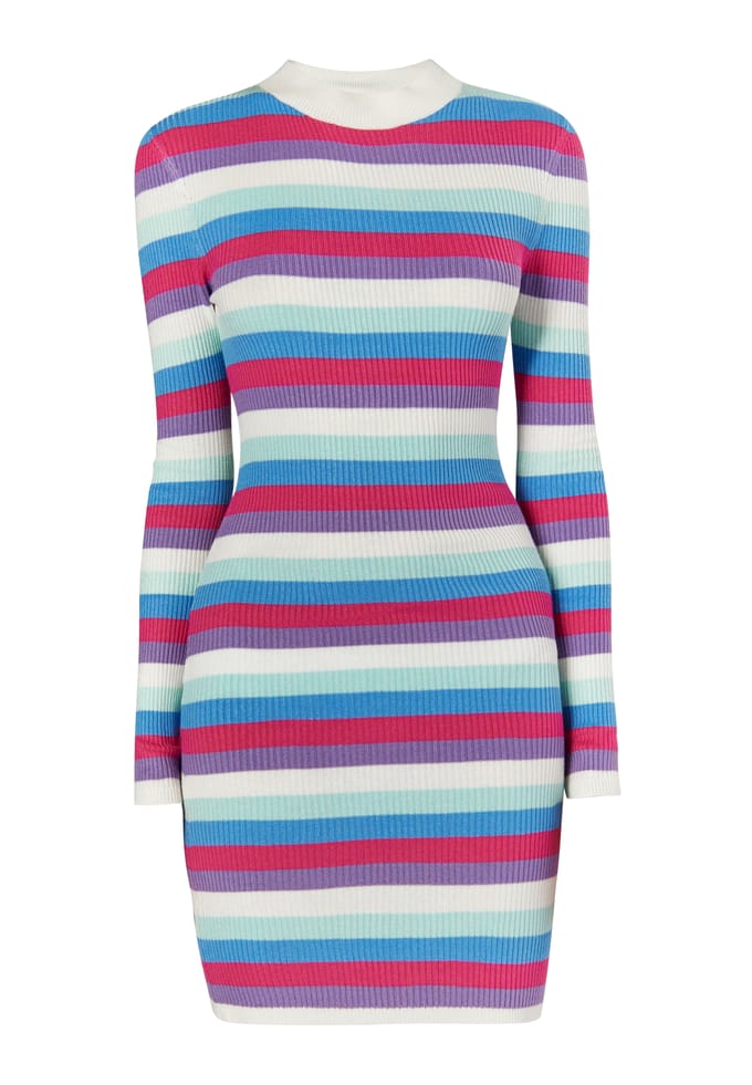 Mymo Gebreide jurk Dames Wol Wit Veelkleurig