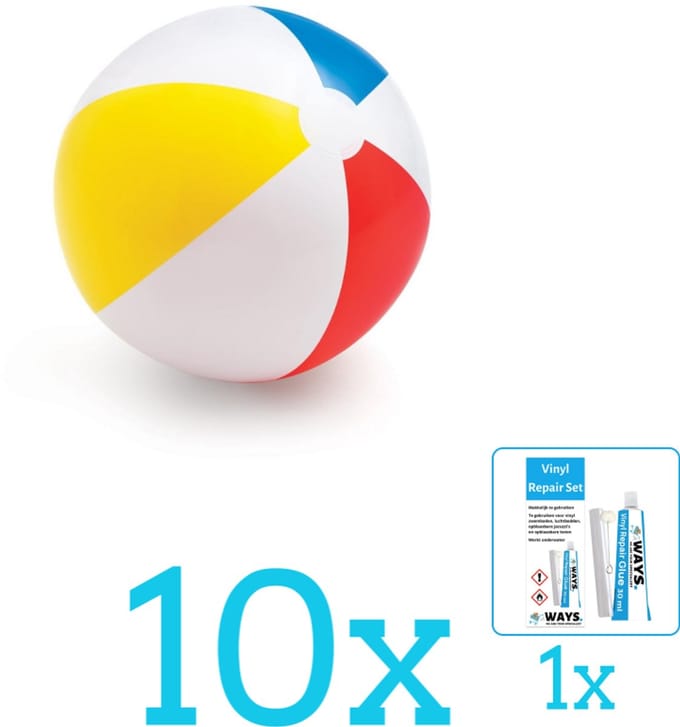 Intex Opblaasbare Strandbal Glossy - Medium - 51 cm - 59020NP - Diameter 51 cm - Volumebundel - Strandbal - 10-delig
