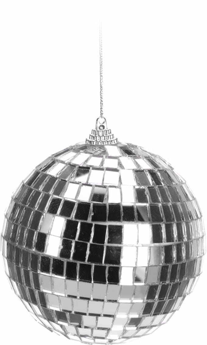 Kerstbal - discobal - zilver - D10 cm - piepschuim/glas - spiegelbol - kerstversiering