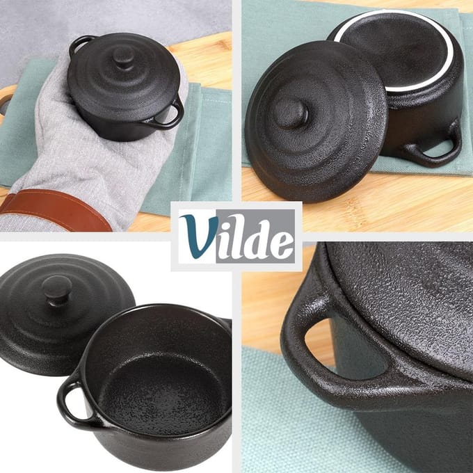 Vilde - Porseleinen Ovenschalen - 150ml - Set van 2 - Met Deksel