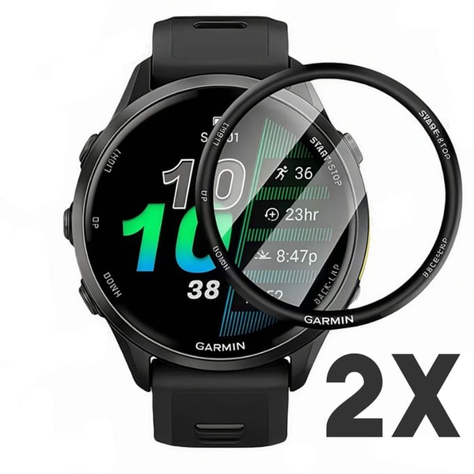 Screenprotector geschikt voor Garmin Forerunner 970 – 47 mm – 2-Pack - Volledige cover - Hoge kwaliteit screen protector – PMMA – 47mm – 2 stuks - TechDefend